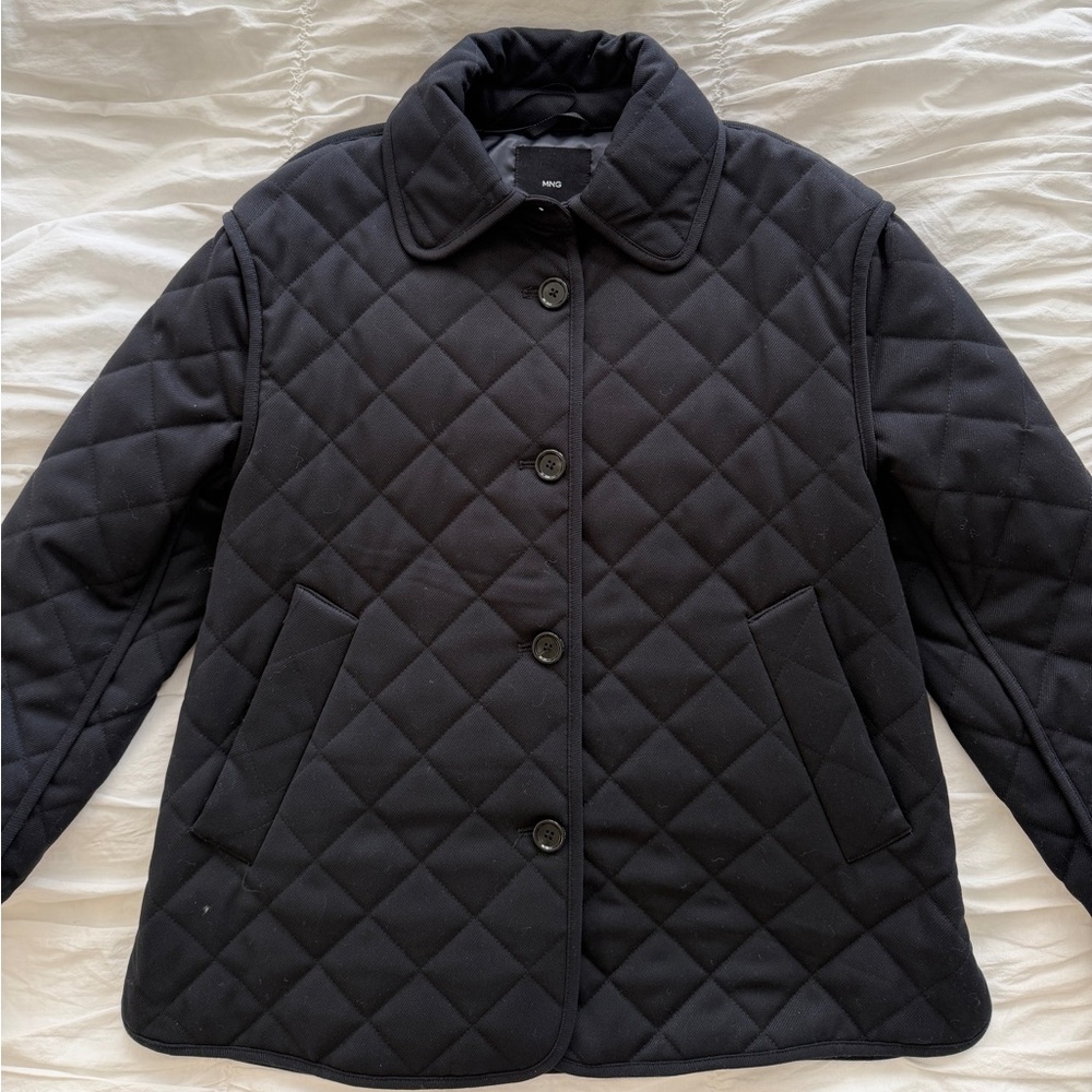 Mango Dark Quilted Puffer Coat